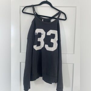 Free People Gray sweatshirt with Rounded Neckline and Cut Out Detail, Small